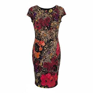 Jones New York Vibrant Print Slim Fit Stretch Sheath Dress Multicolor Size 4
